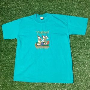 Vintage single stitch Thailand shirt w/ embroidered everything on front
